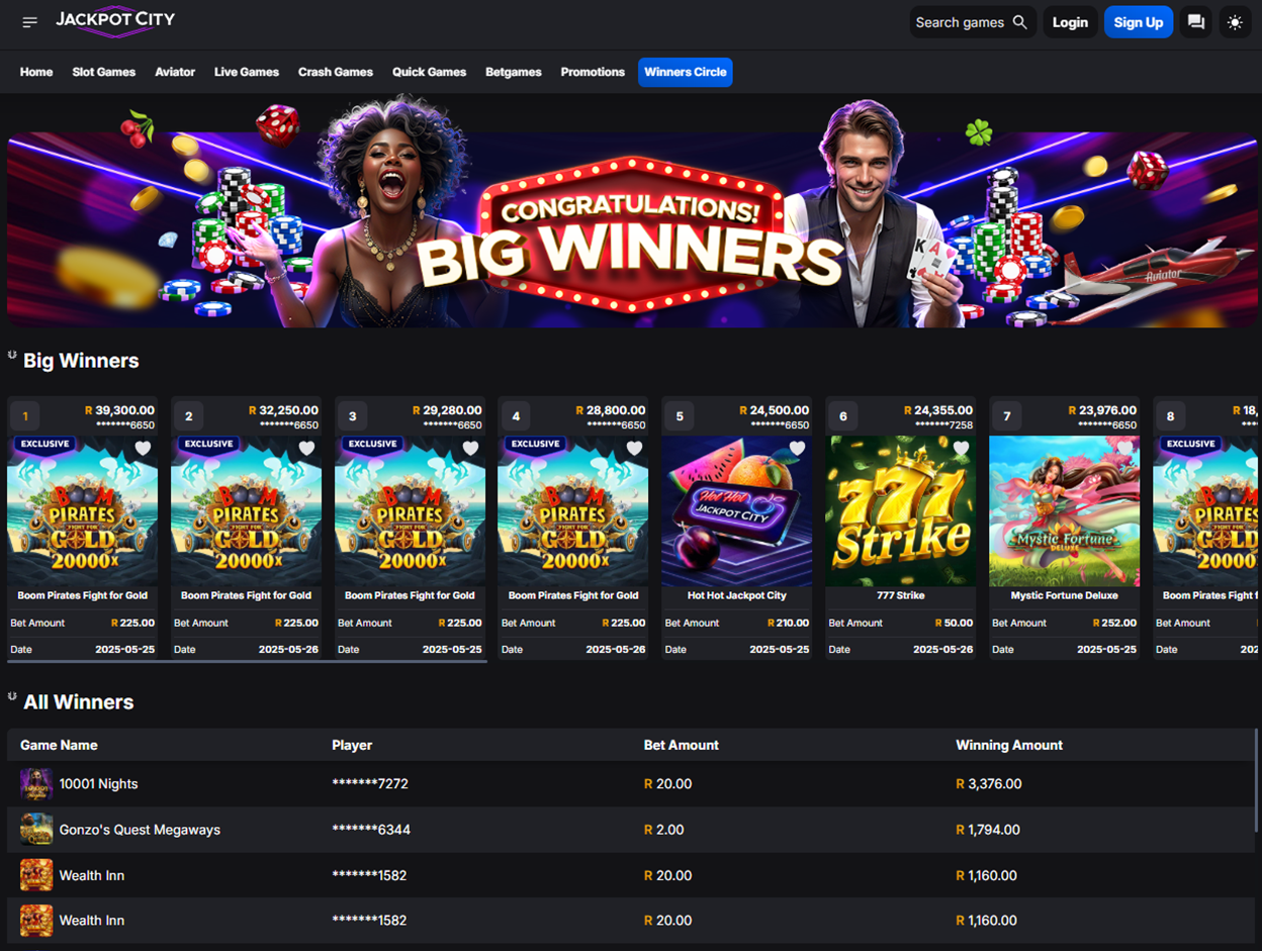 Jackpot City Winners Circle